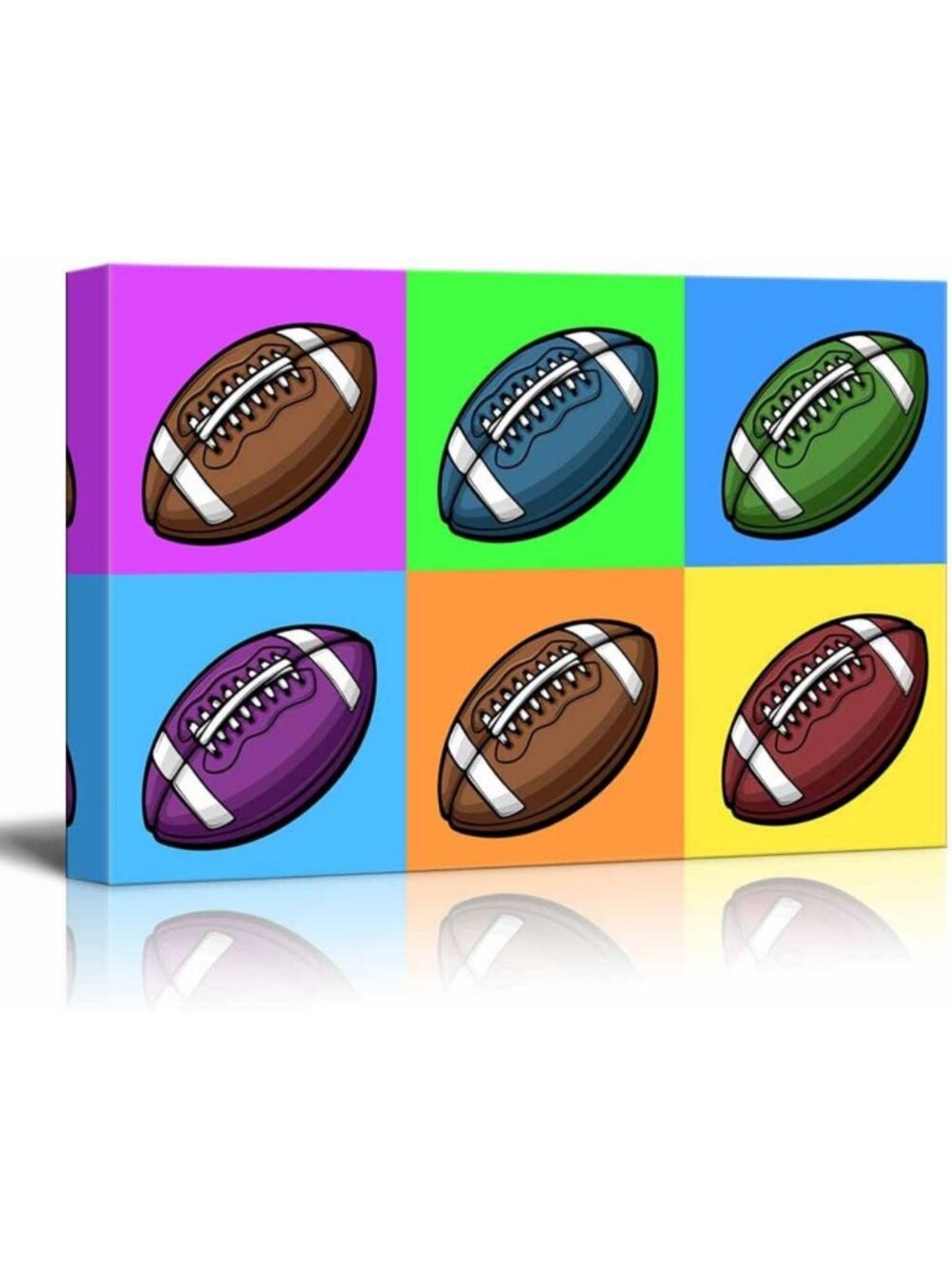 Vibrant Multi-Color Football Canvas Art - Modern Giclee Print, Ready to Hang